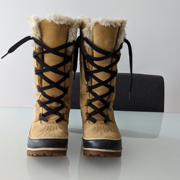 Sorel Tivoli High Leather Waterproof Winter Boots Tan Size 7.5 - Picture 3 of 10